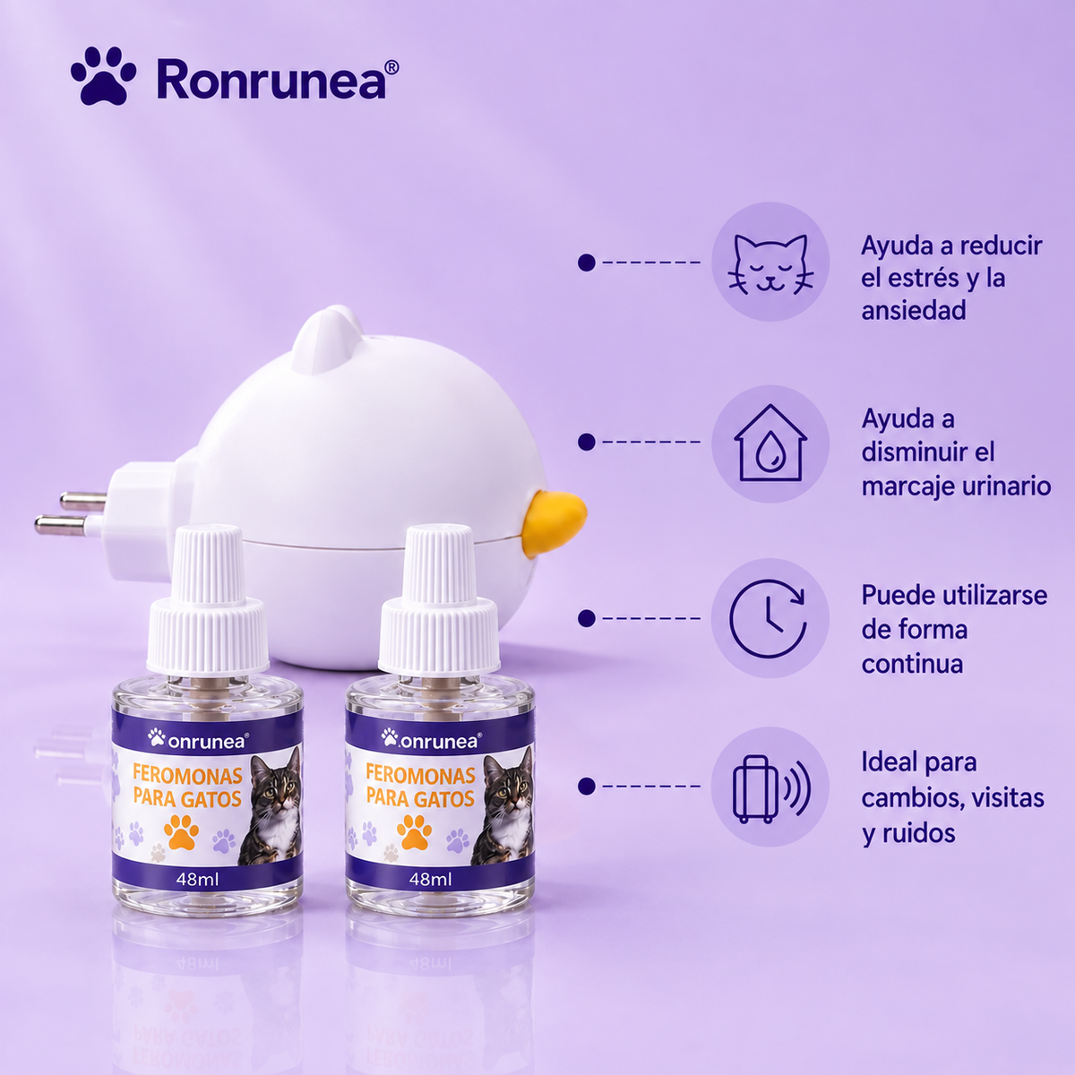 3 Difusores + 8 Recambios de Feromonas para Gatos