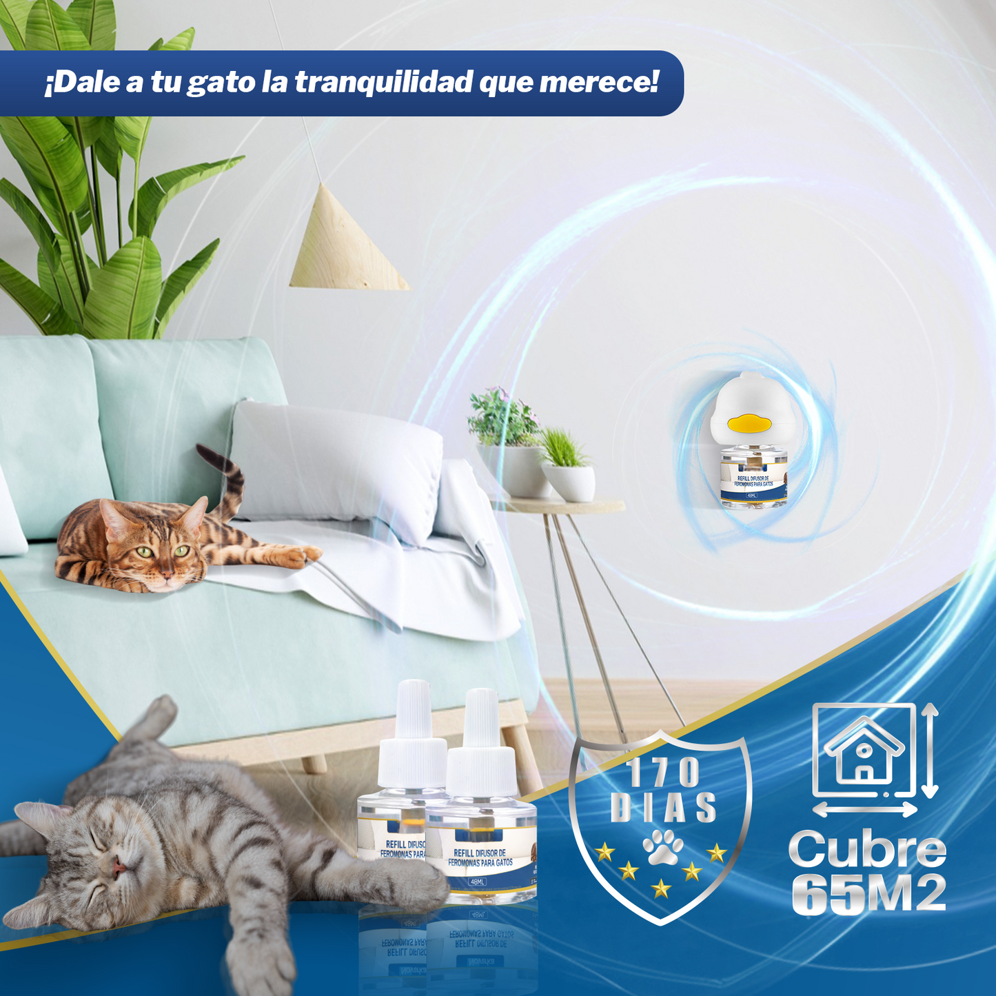 2 Difusores + 6 Recambios de Feromonas para Gatos