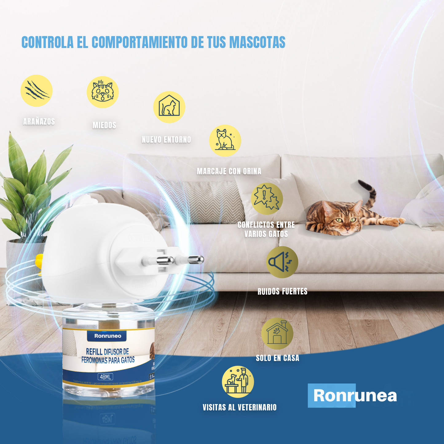 2 Difusores + 6 Recambios de Feromonas para Gatos